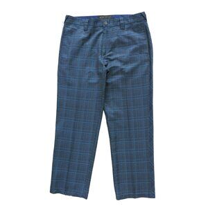 OAKLEY GOLF Navy Blue Check Plaid Straight Leg Chino Pants 34x33